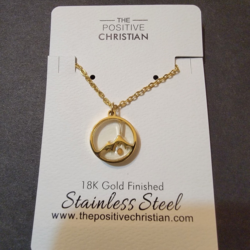 Mustard Seed Faith Can Move Mountains Necklace Christian 18k Finished Stainless